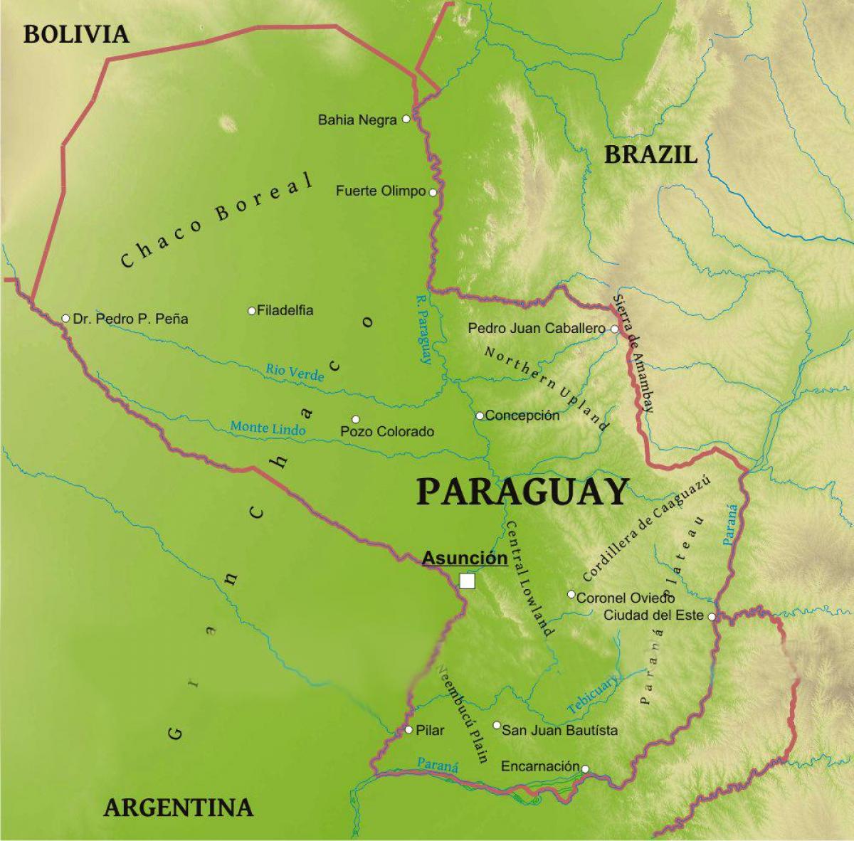 Harta de geografie Paraguay